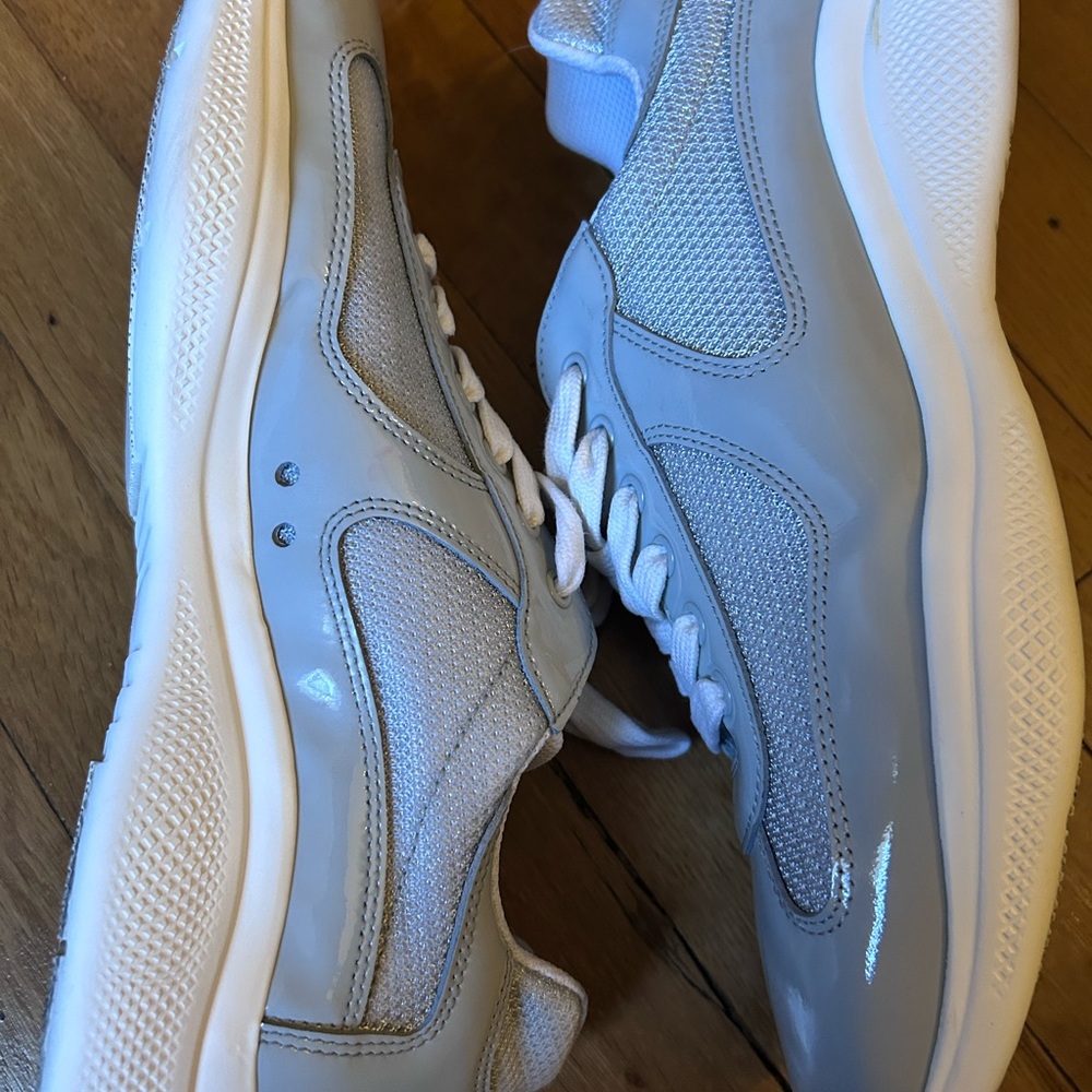 ****GREAT FOR PROM SEASON****
Prada Men's Light Gray Patent Sneakers - Picture 3 of 8